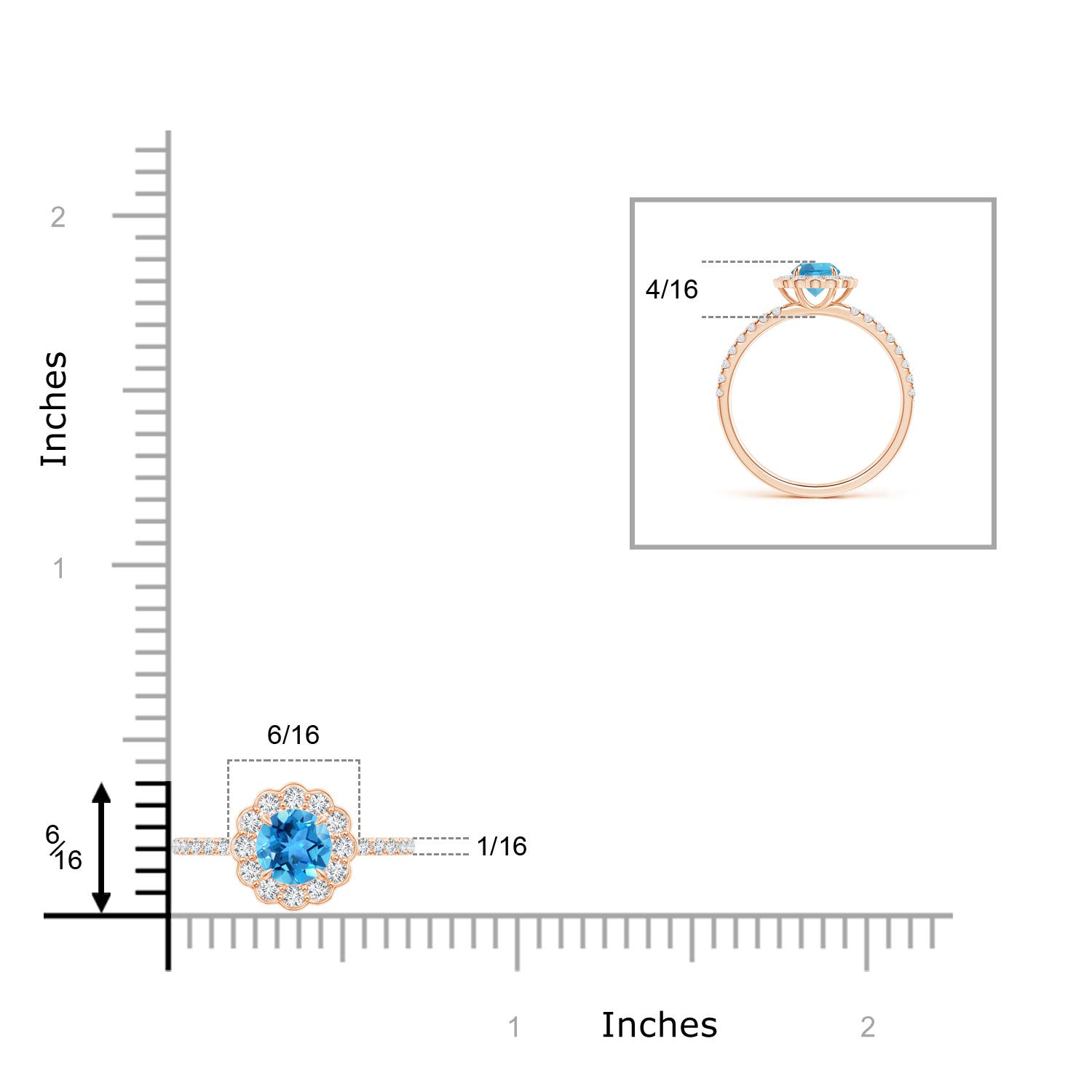 AAA - Swiss Blue Topaz / 0.9 CT / 14 KT Rose Gold