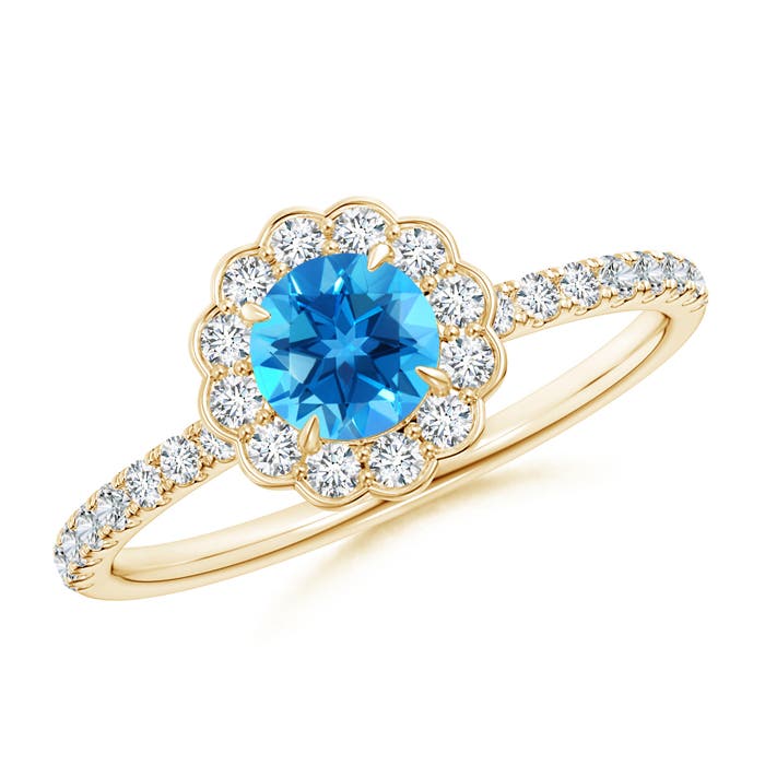 AAAA - Swiss Blue Topaz / 0.9 CT / 14 KT Yellow Gold