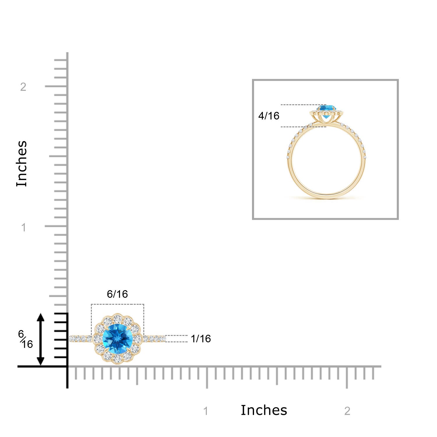 AAAA - Swiss Blue Topaz / 0.9 CT / 14 KT Yellow Gold