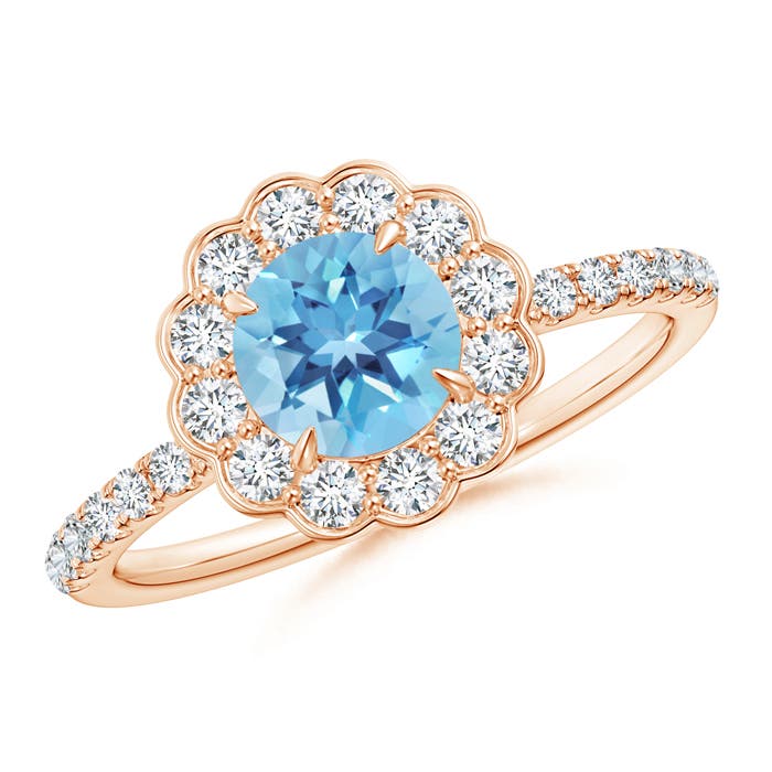 A - Swiss Blue Topaz / 1.47 CT / 14 KT Rose Gold