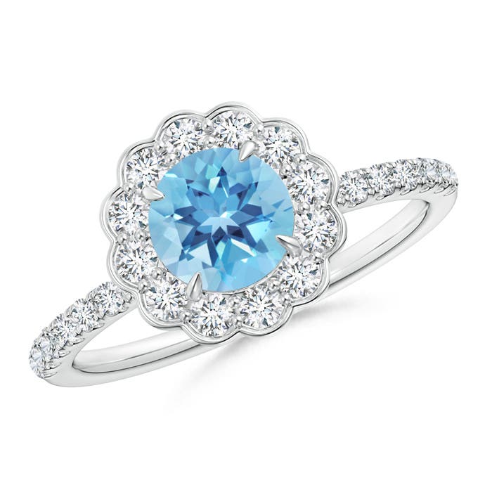 A - Swiss Blue Topaz / 1.47 CT / 14 KT White Gold