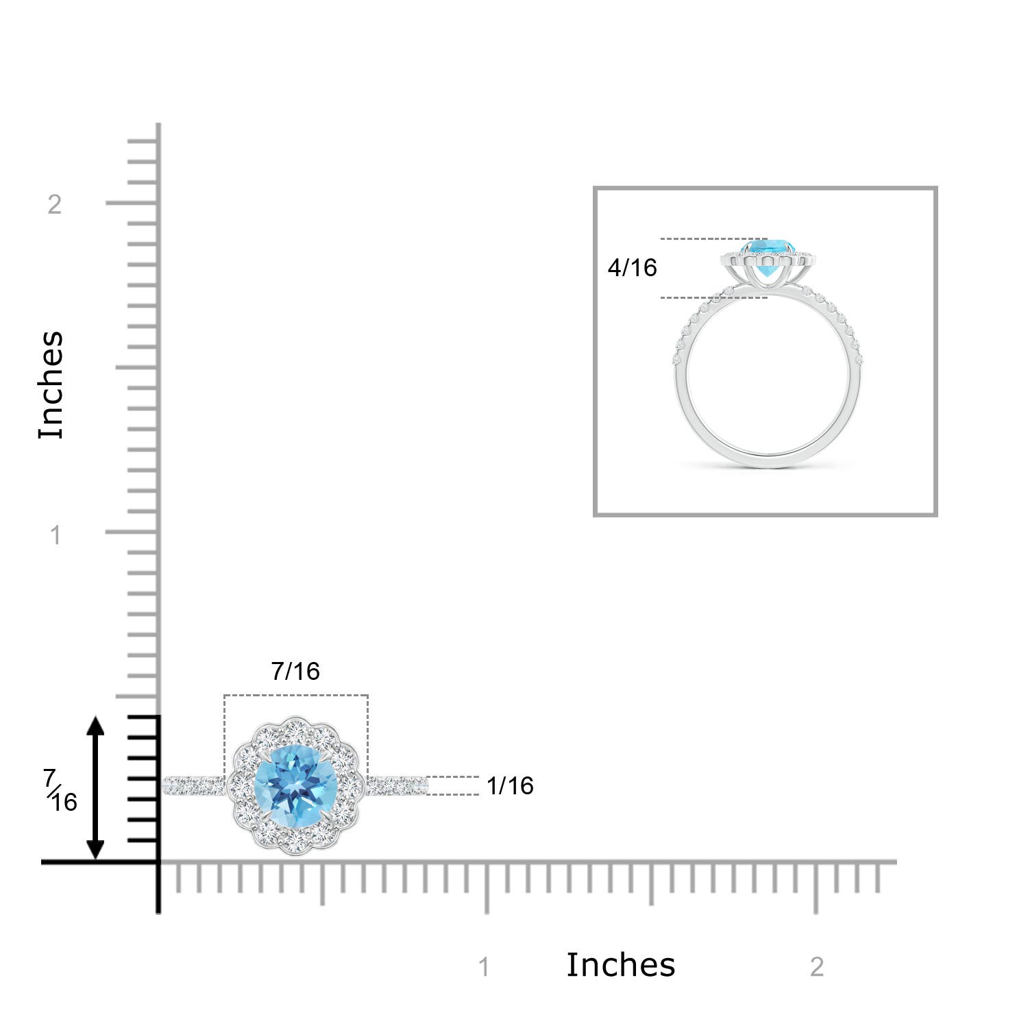 A - Swiss Blue Topaz / 1.47 CT / 14 KT White Gold