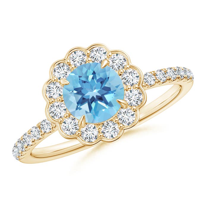 A - Swiss Blue Topaz / 1.47 CT / 14 KT Yellow Gold