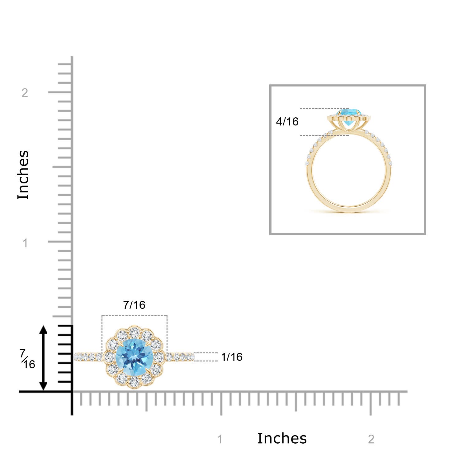 A - Swiss Blue Topaz / 1.47 CT / 14 KT Yellow Gold