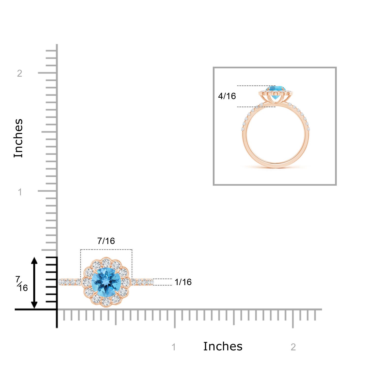 AA - Swiss Blue Topaz / 1.47 CT / 14 KT Rose Gold