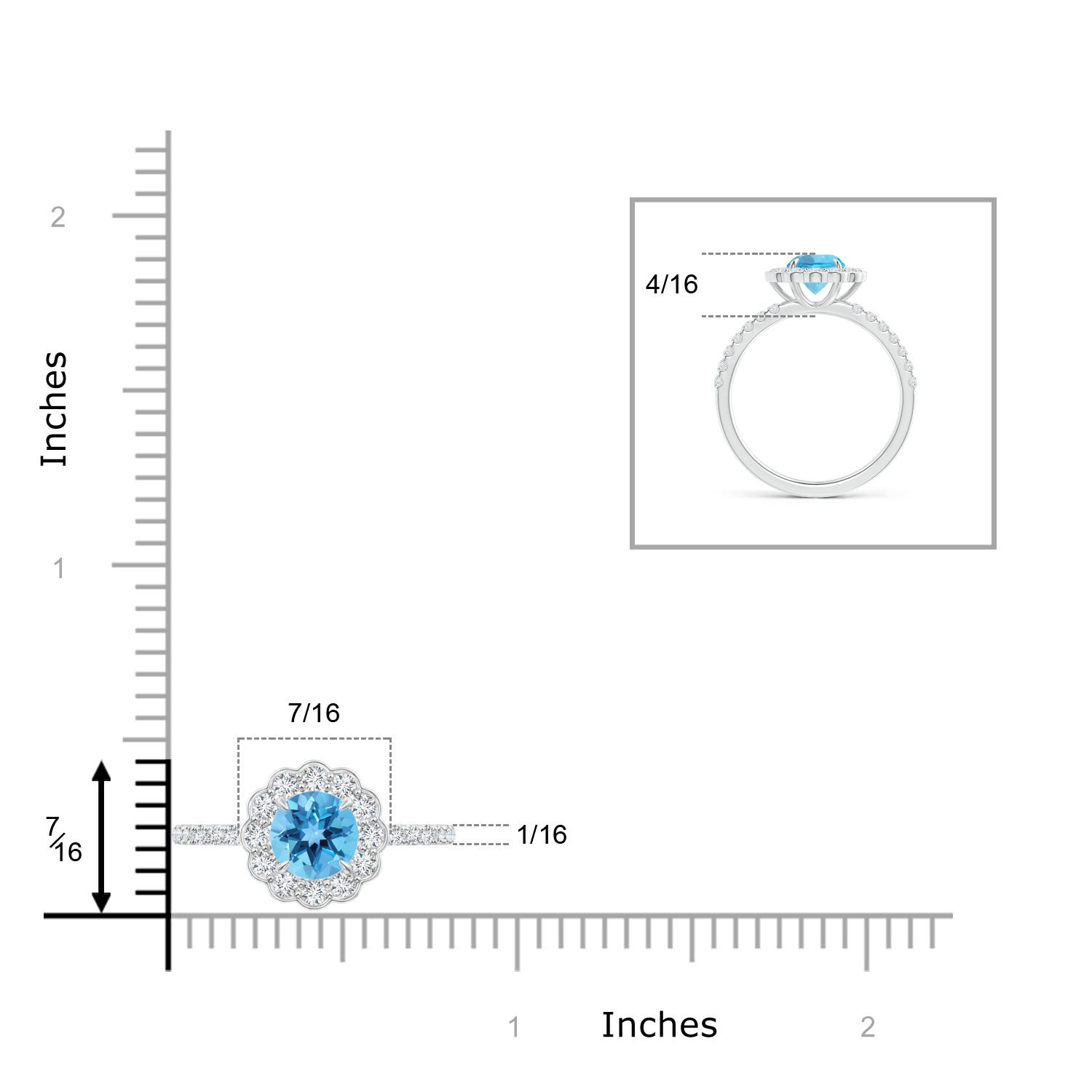 AA - Swiss Blue Topaz / 1.47 CT / 14 KT White Gold