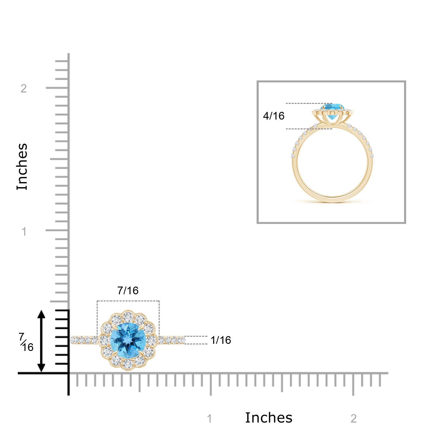 AA - Swiss Blue Topaz / 1.47 CT / 14 KT Yellow Gold