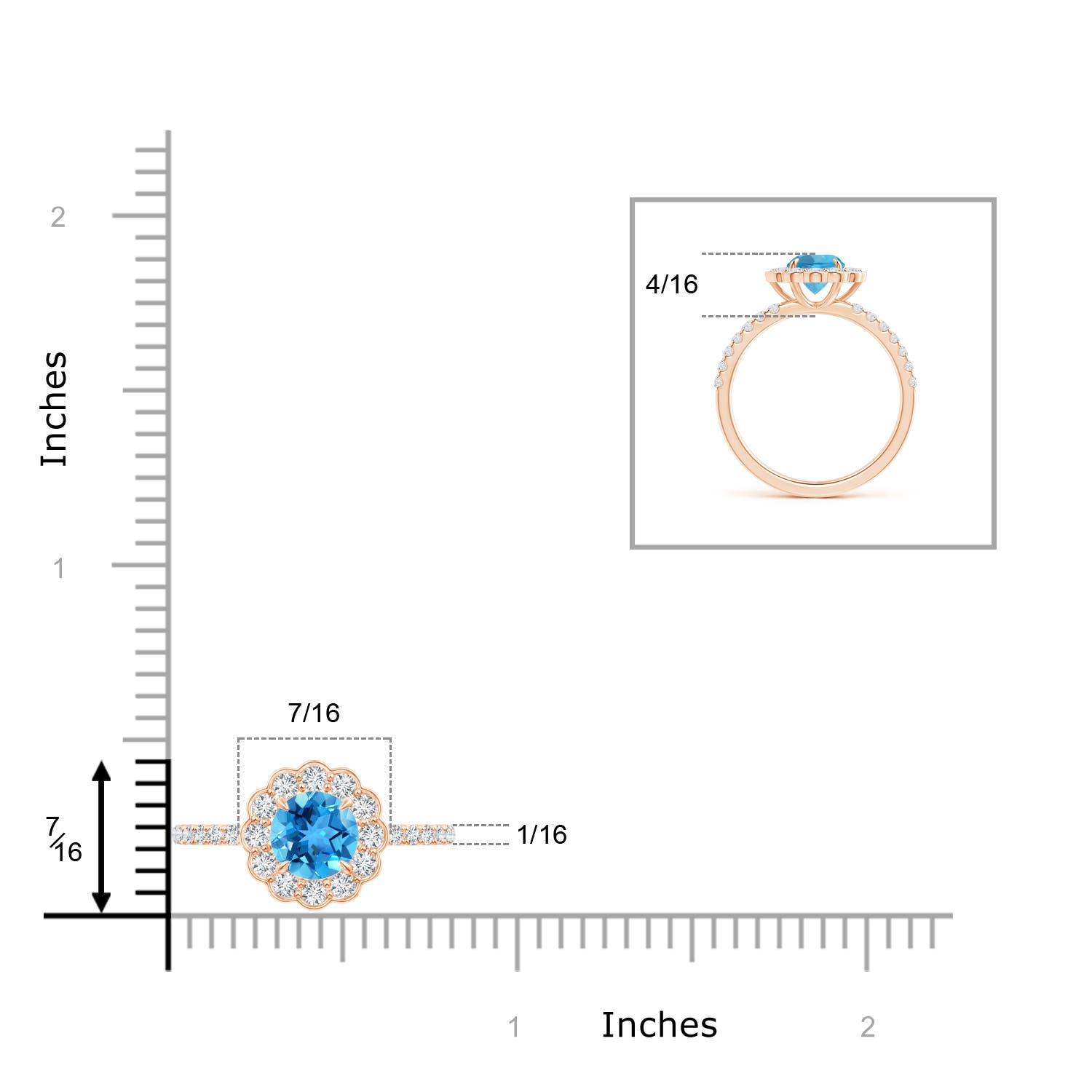 AAA - Swiss Blue Topaz / 1.47 CT / 14 KT Rose Gold