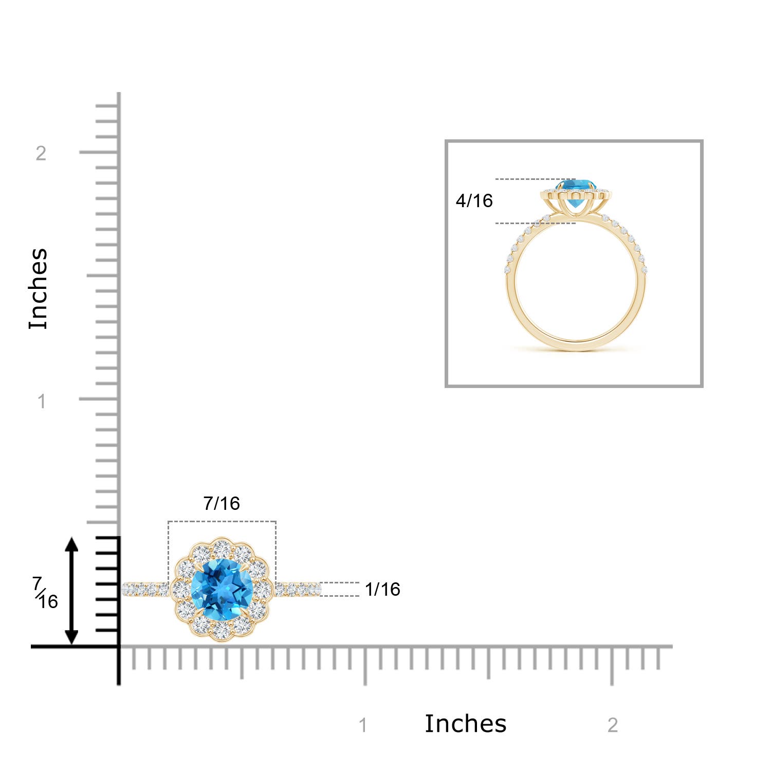 AAA - Swiss Blue Topaz / 1.47 CT / 14 KT Yellow Gold