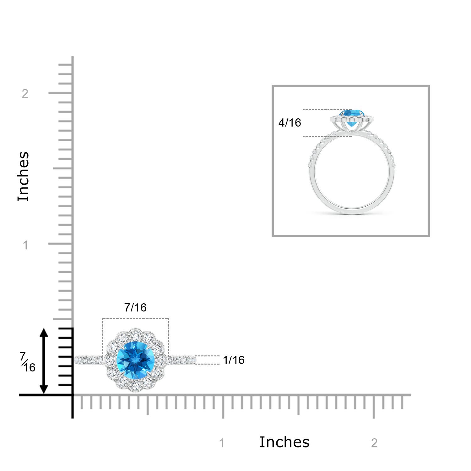 AAAA - Swiss Blue Topaz / 1.47 CT / 14 KT White Gold