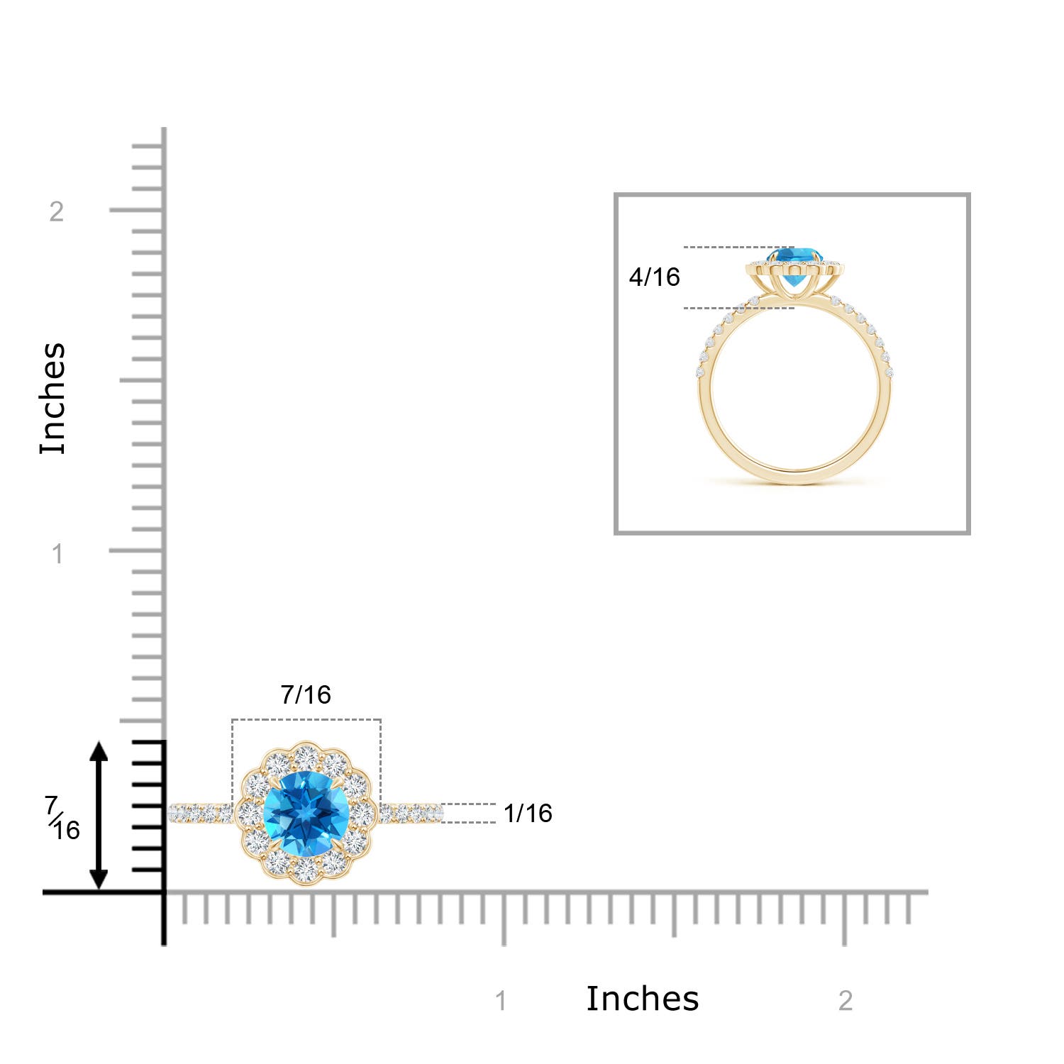 AAAA - Swiss Blue Topaz / 1.47 CT / 14 KT Yellow Gold