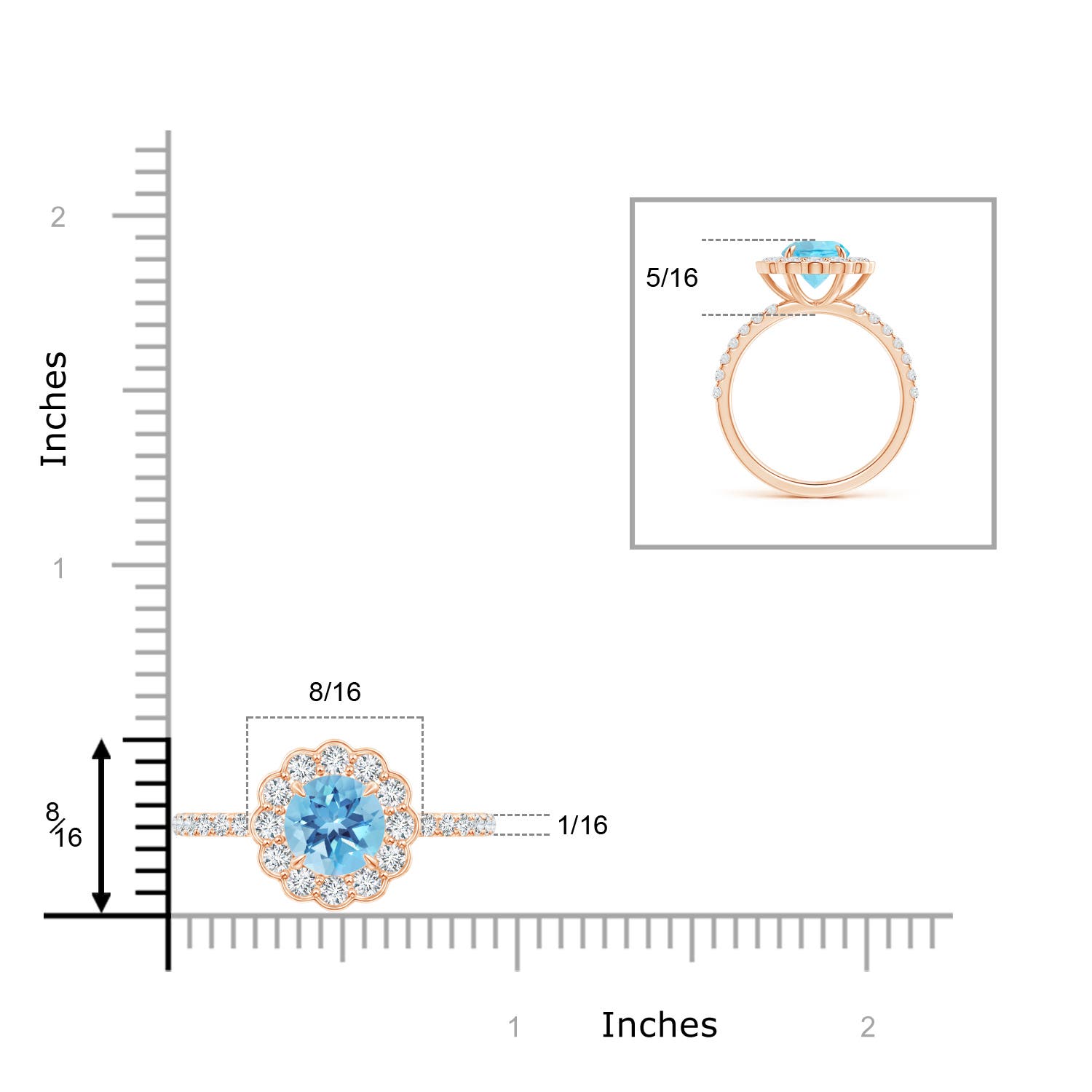 A - Swiss Blue Topaz / 2.21 CT / 14 KT Rose Gold