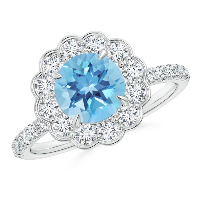 A - Swiss Blue Topaz / 2.21 CT / 14 KT White Gold