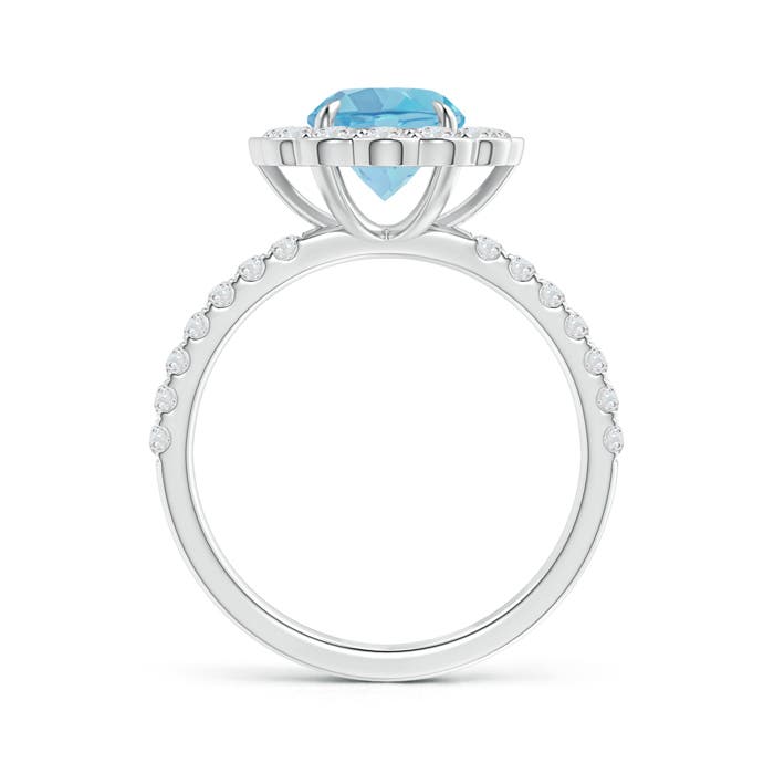 A - Swiss Blue Topaz / 2.21 CT / 14 KT White Gold