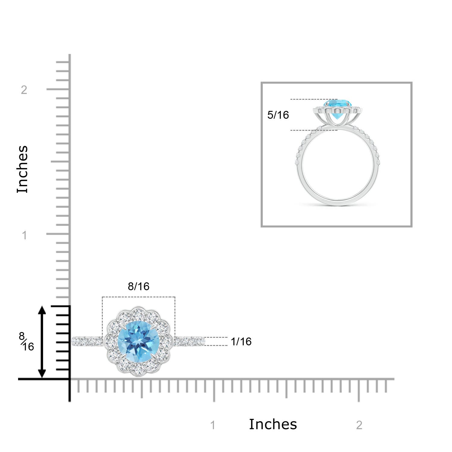 A - Swiss Blue Topaz / 2.21 CT / 14 KT White Gold