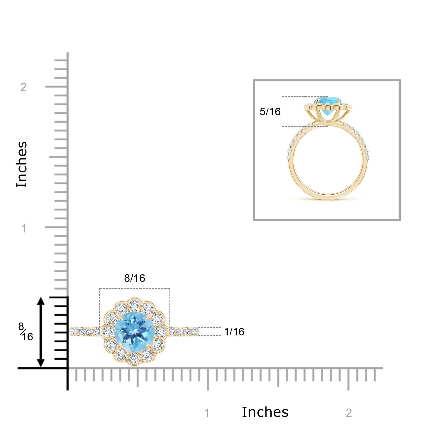 A - Swiss Blue Topaz / 2.21 CT / 14 KT Yellow Gold