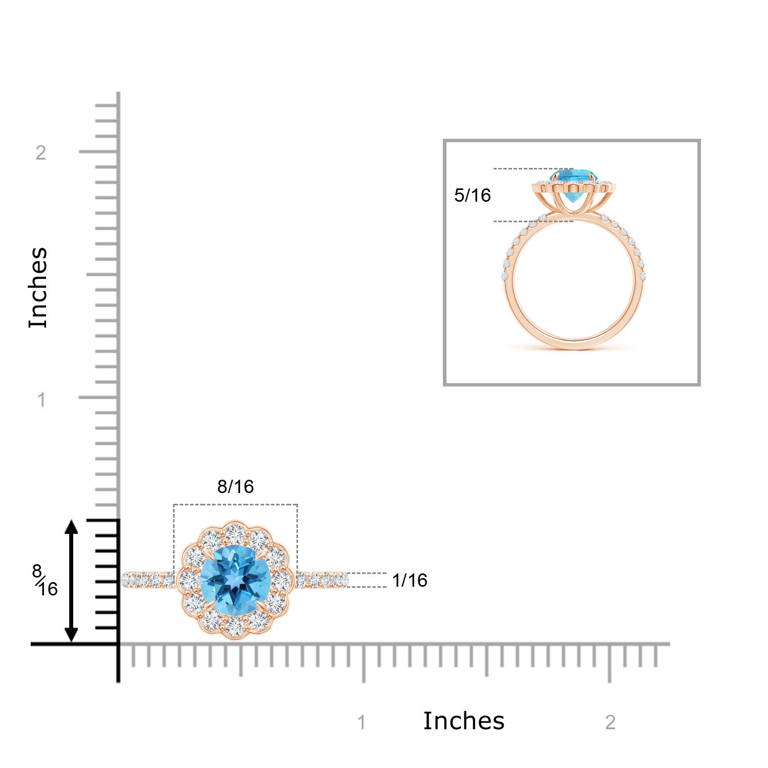 AA - Swiss Blue Topaz / 2.21 CT / 14 KT Rose Gold