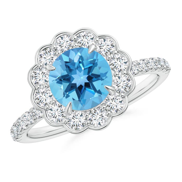 AA - Swiss Blue Topaz / 2.21 CT / 14 KT White Gold