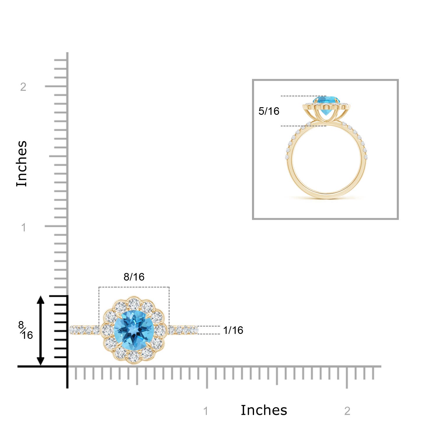 AA - Swiss Blue Topaz / 2.21 CT / 14 KT Yellow Gold