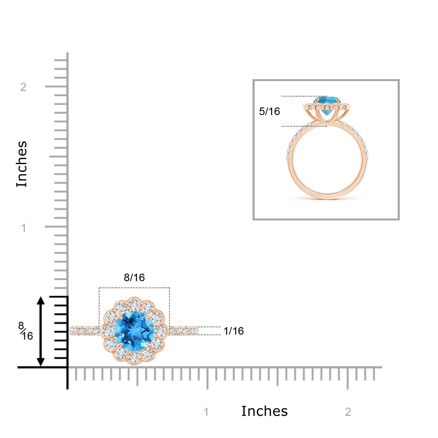 AAA - Swiss Blue Topaz / 2.21 CT / 14 KT Rose Gold