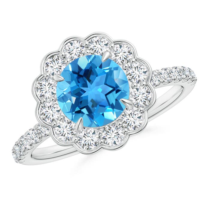 AAA - Swiss Blue Topaz / 2.21 CT / 14 KT White Gold