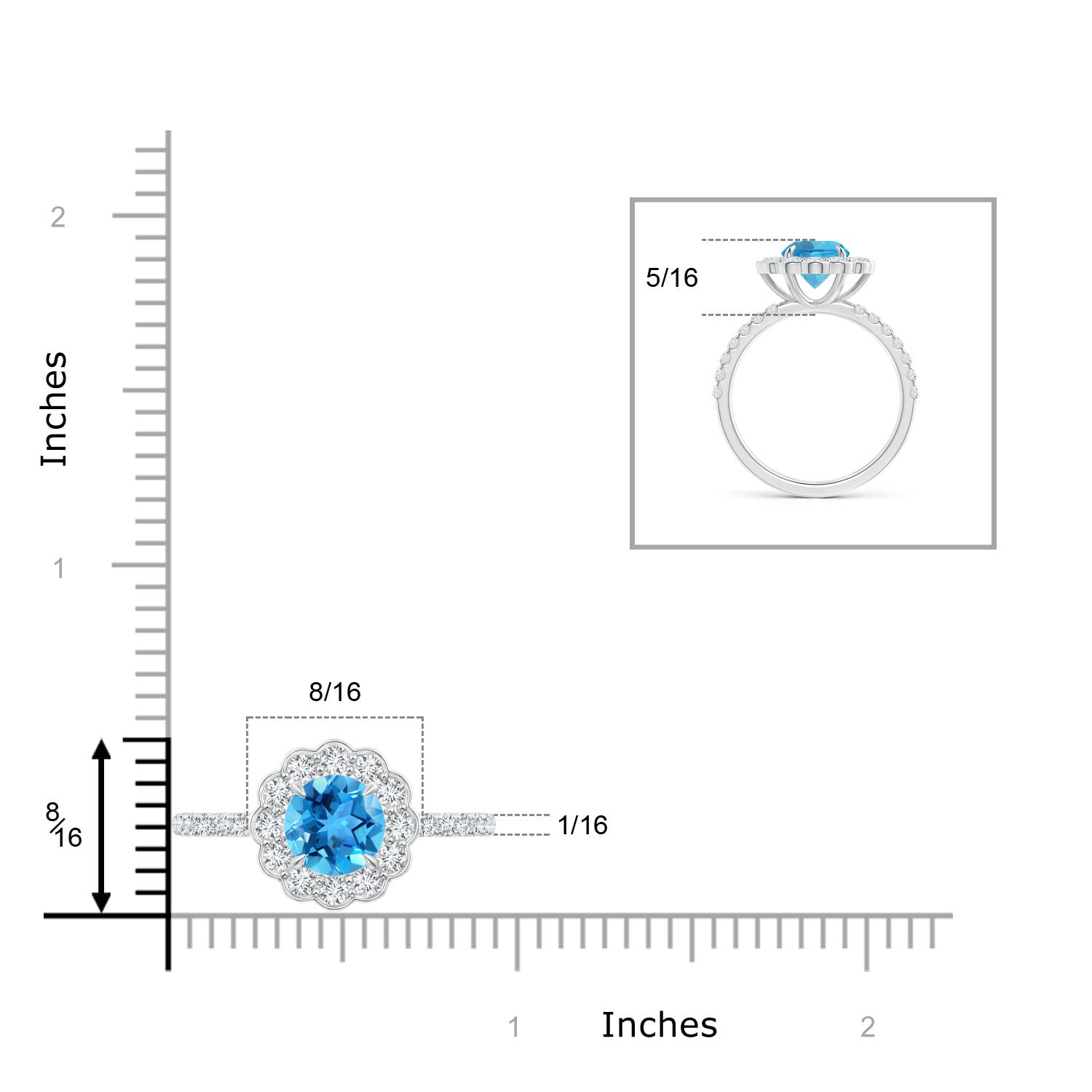 AAA - Swiss Blue Topaz / 2.21 CT / 14 KT White Gold