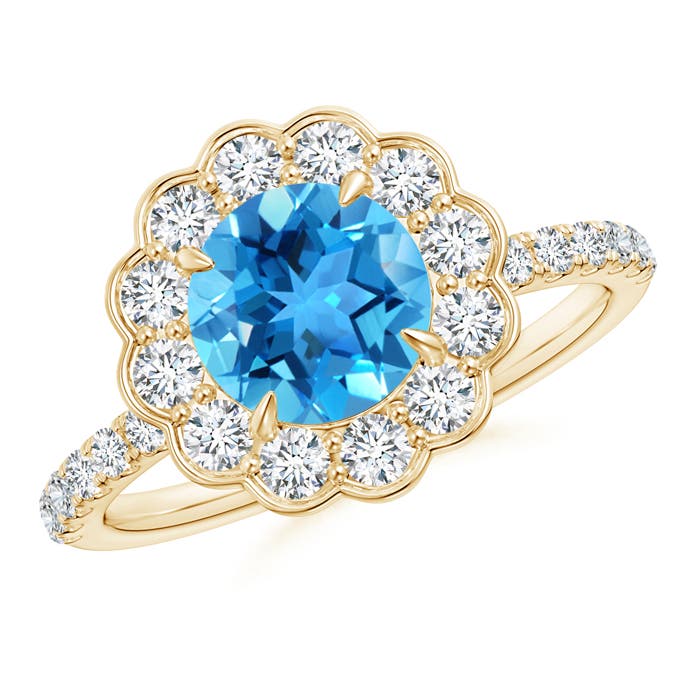 AAA - Swiss Blue Topaz / 2.21 CT / 14 KT Yellow Gold