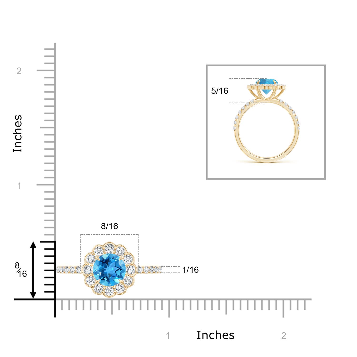 AAA - Swiss Blue Topaz / 2.21 CT / 14 KT Yellow Gold