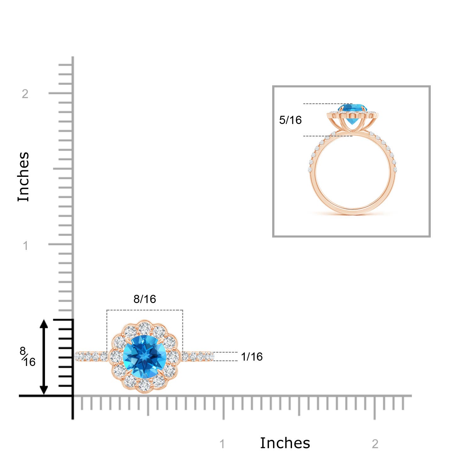 AAAA - Swiss Blue Topaz / 2.21 CT / 14 KT Rose Gold