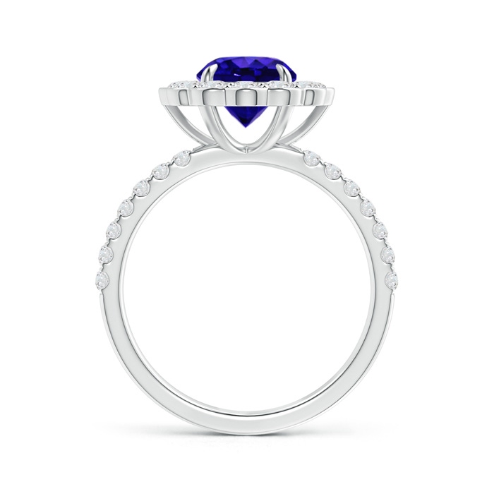 7mm AAAA Vintage Style Tanzanite Flower Ring with Diamond Accents in White Gold product image