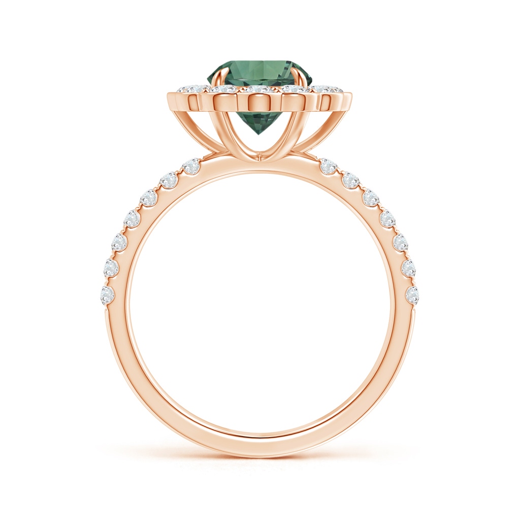 7.50-7.57x5.13mm AAA Vintage Style GIA Certified Teal montana sapphire Flower Ring with Diamonds in Rose Gold - side 199