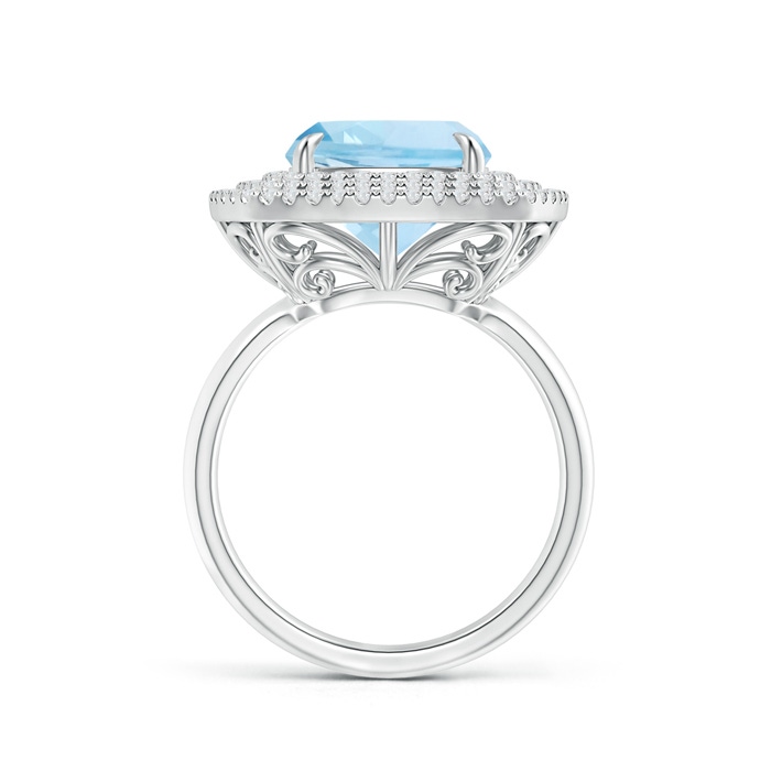 10mm AAA Triple Halo Cushion Aquamarine Cocktail Ring in White Gold Product Image