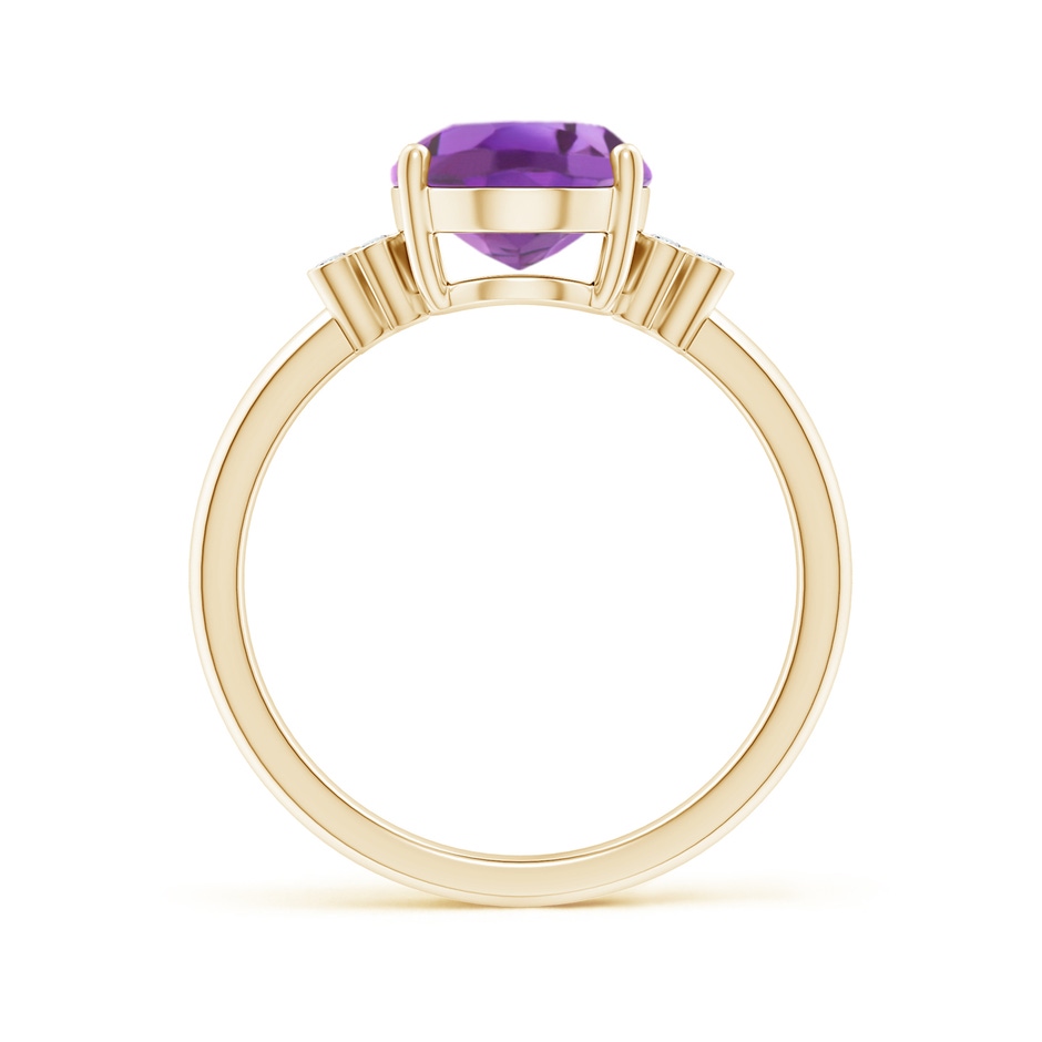 10x8mm A Solitaire Oval Amethyst Ring with Diamond Floral Accent in Yellow Gold side 1