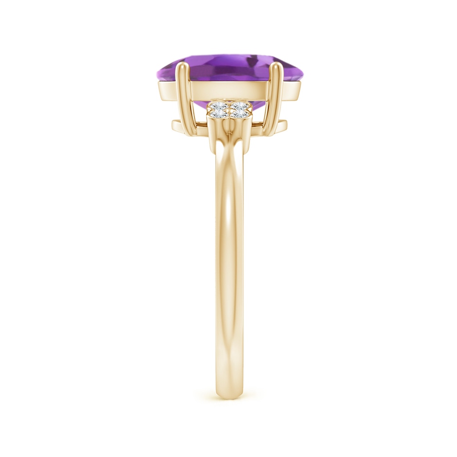 10x8mm A Solitaire Oval Amethyst Ring with Diamond Floral Accent in Yellow Gold side 2