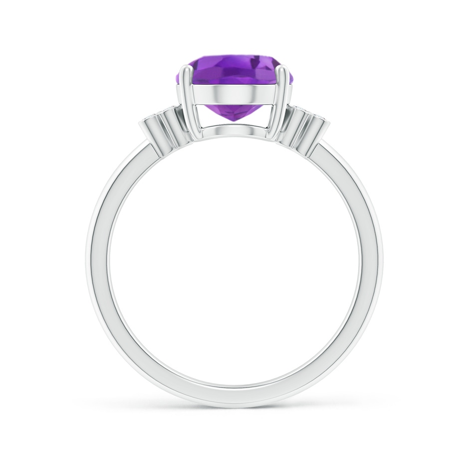 10x8mm AA Solitaire Oval Amethyst Ring with Diamond Floral Accent in P950 Platinum side 1