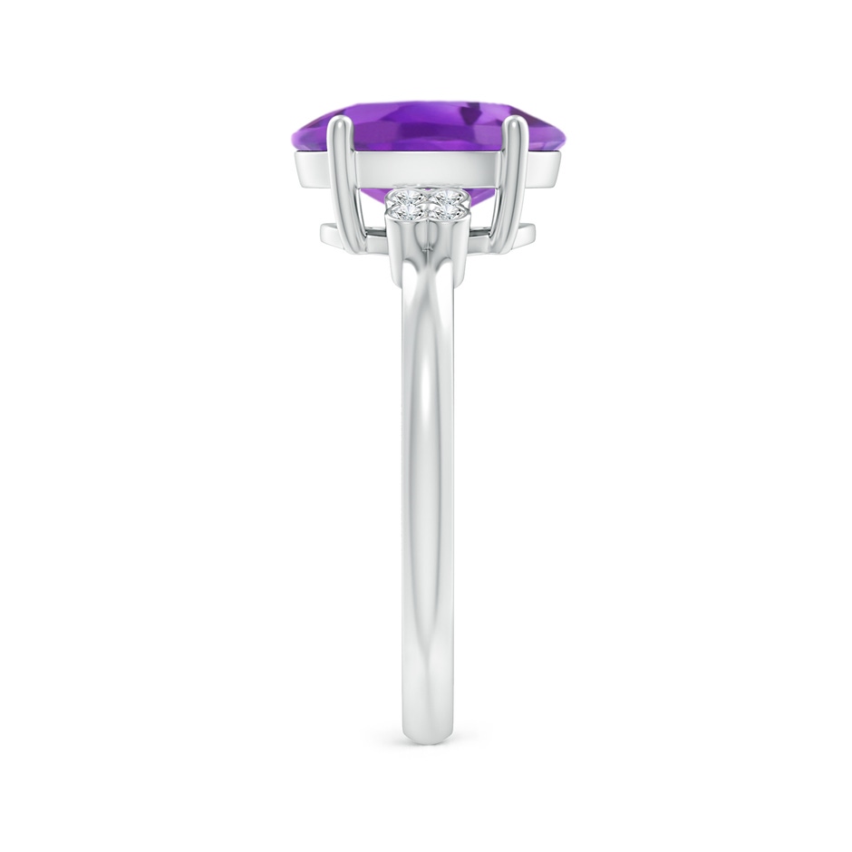 10x8mm AA Solitaire Oval Amethyst Ring with Diamond Floral Accent in P950 Platinum side 2