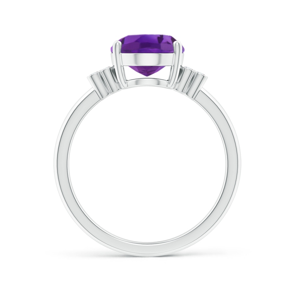 10x8mm AAA Solitaire Oval Amethyst Ring with Diamond Floral Accent in P950 Platinum side 1