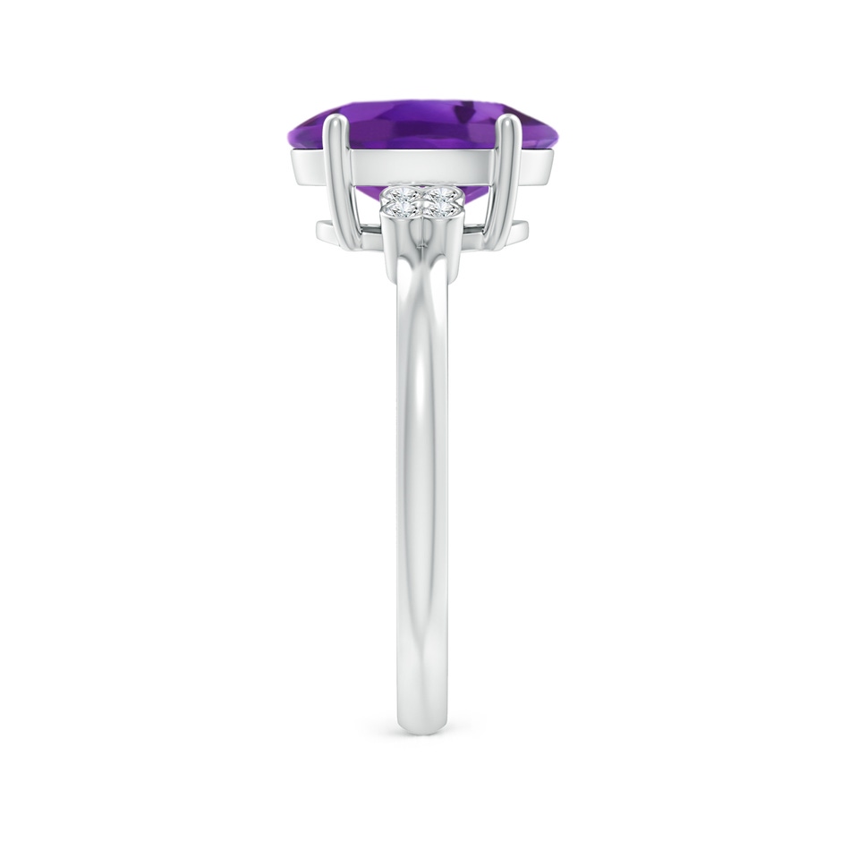 10x8mm AAA Solitaire Oval Amethyst Ring with Diamond Floral Accent in P950 Platinum side 2