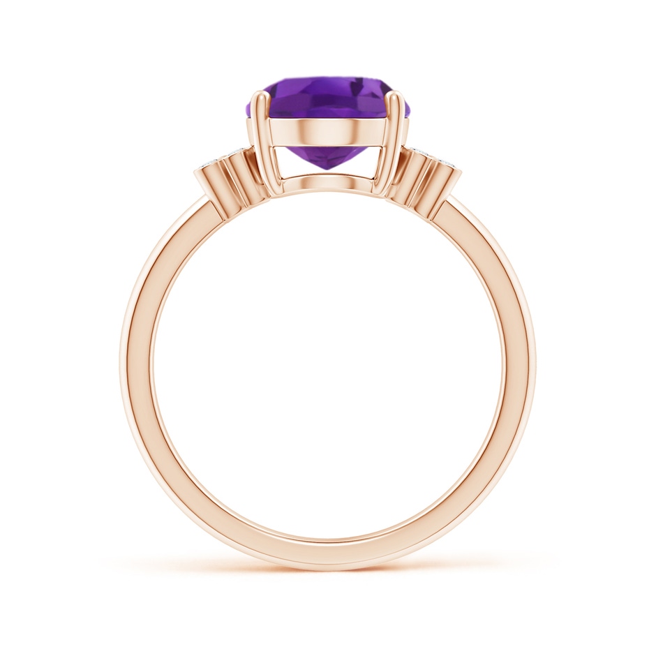 10x8mm AAA Solitaire Oval Amethyst Ring with Diamond Floral Accent in Rose Gold side 1