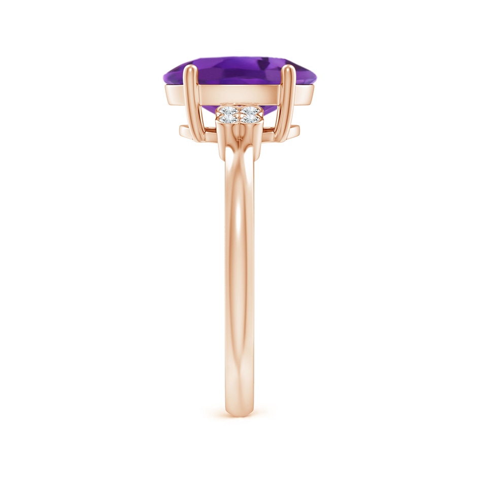 10x8mm AAA Solitaire Oval Amethyst Ring with Diamond Floral Accent in Rose Gold side 2