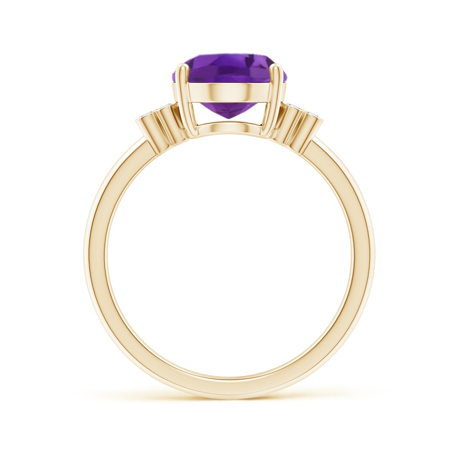 10x8mm AAA Solitaire Oval Amethyst Ring with Diamond Floral Accent in Yellow Gold side 1