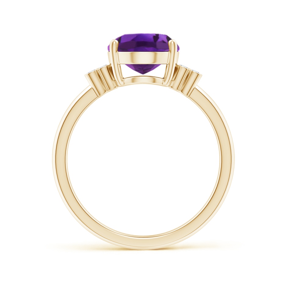 10x8mm AAAA Solitaire Oval Amethyst Ring with Diamond Floral Accent in 9K Yellow Gold side 1