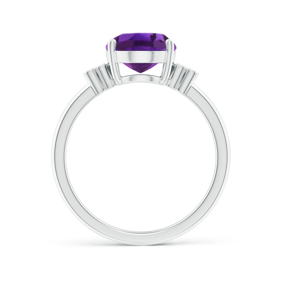 10x8mm AAAA Solitaire Oval Amethyst Ring with Diamond Floral Accent in P950 Platinum side 1
