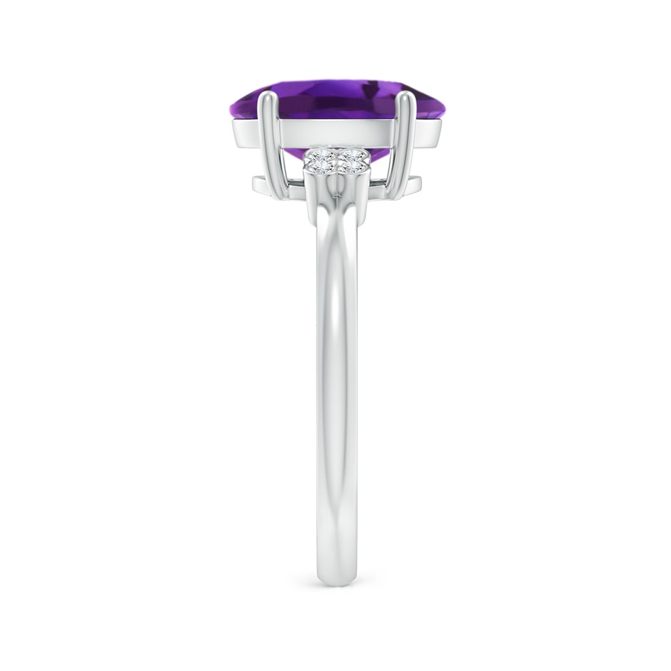 10x8mm AAAA Solitaire Oval Amethyst Ring with Diamond Floral Accent in P950 Platinum side 2