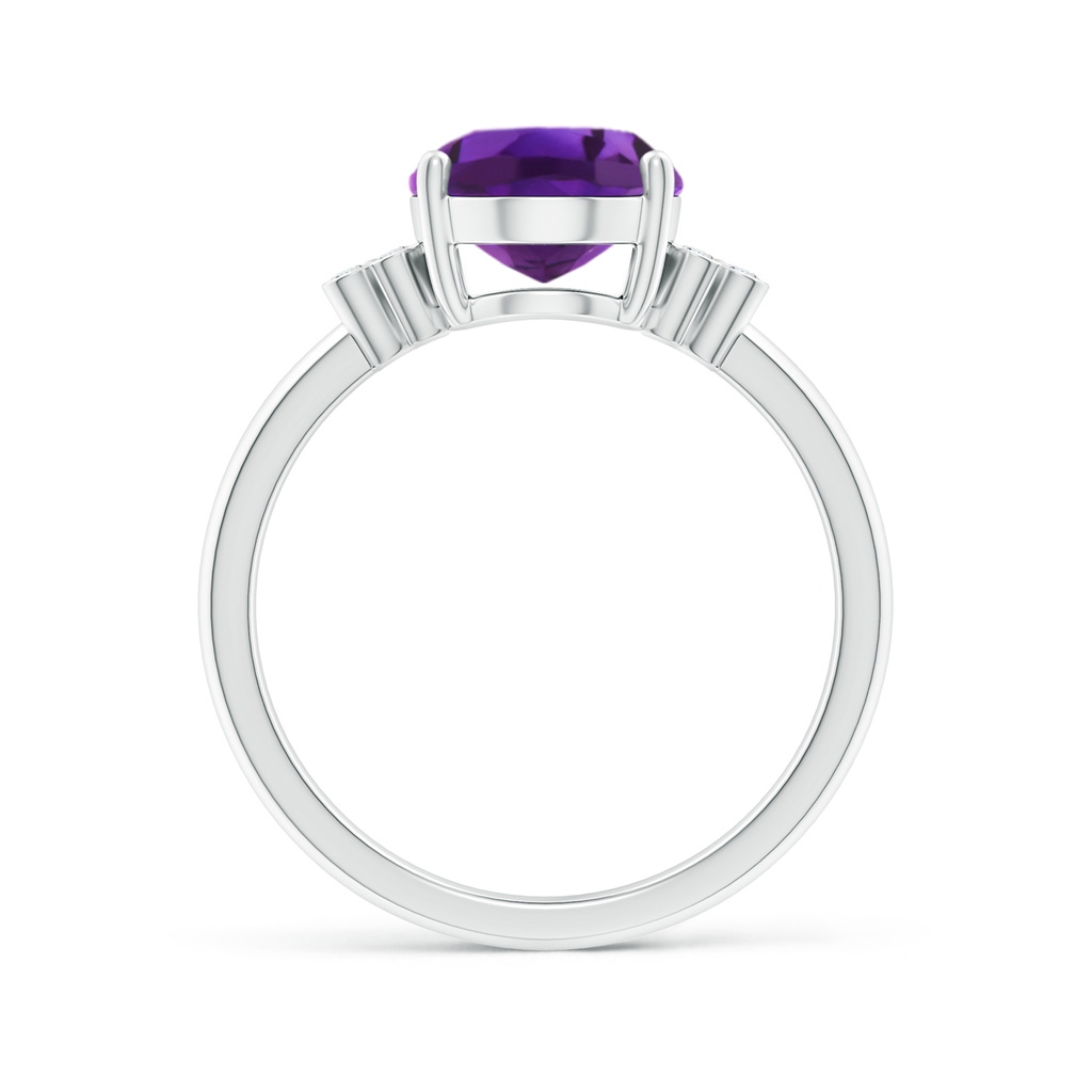 10x8mm AAAA Solitaire Oval Amethyst Ring with Diamond Floral Accent in White Gold Side 1