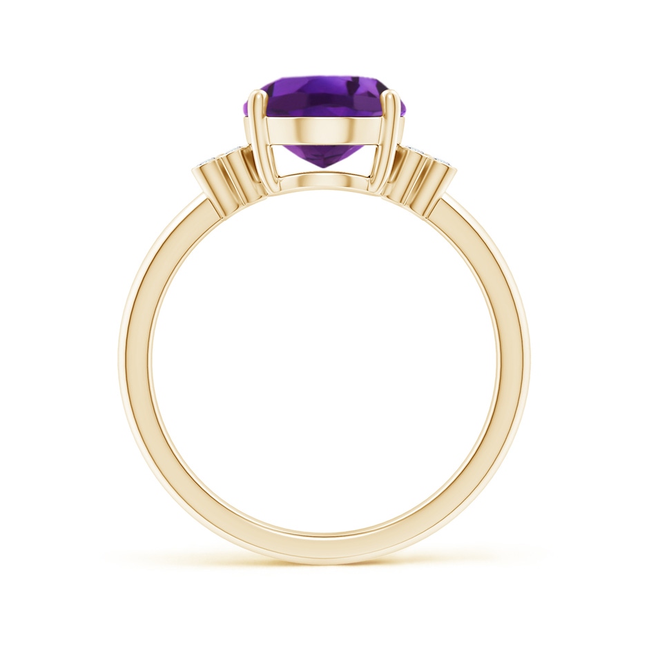 10x8mm AAAA Solitaire Oval Amethyst Ring with Diamond Floral Accent in Yellow Gold side 1