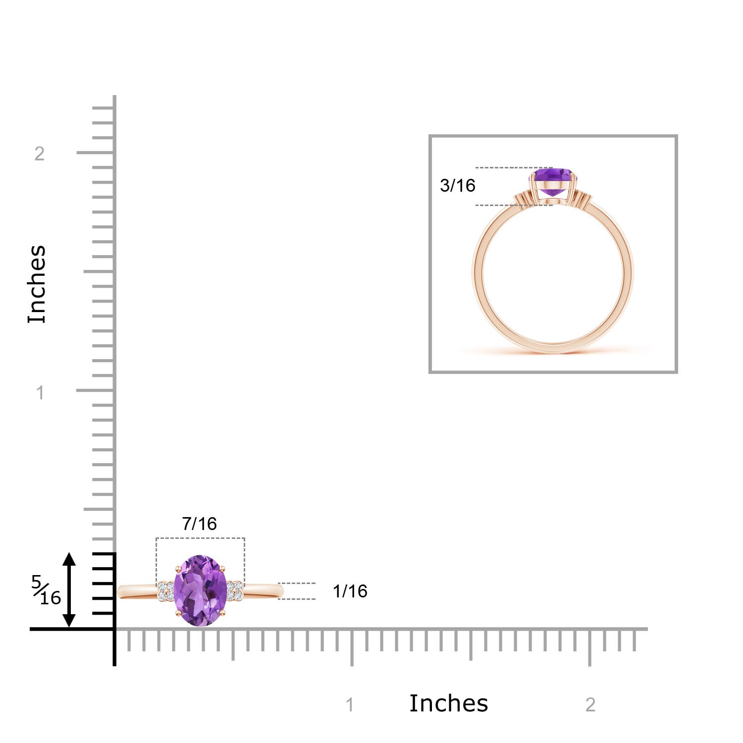 AA- Amethyst / 1.2 CT / 14 KT Rose Gold