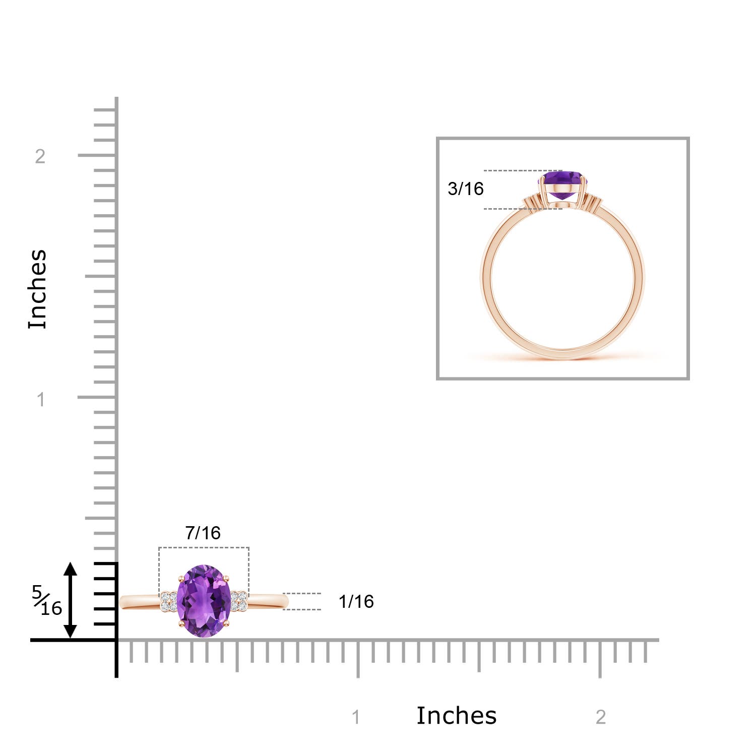 AAA- Amethyst / 1.2 CT / 14 KT Rose Gold