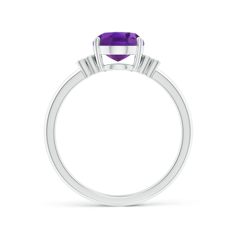 9x7mm AAA Solitaire Oval Amethyst Ring with Diamond Floral Accent in White Gold side 1