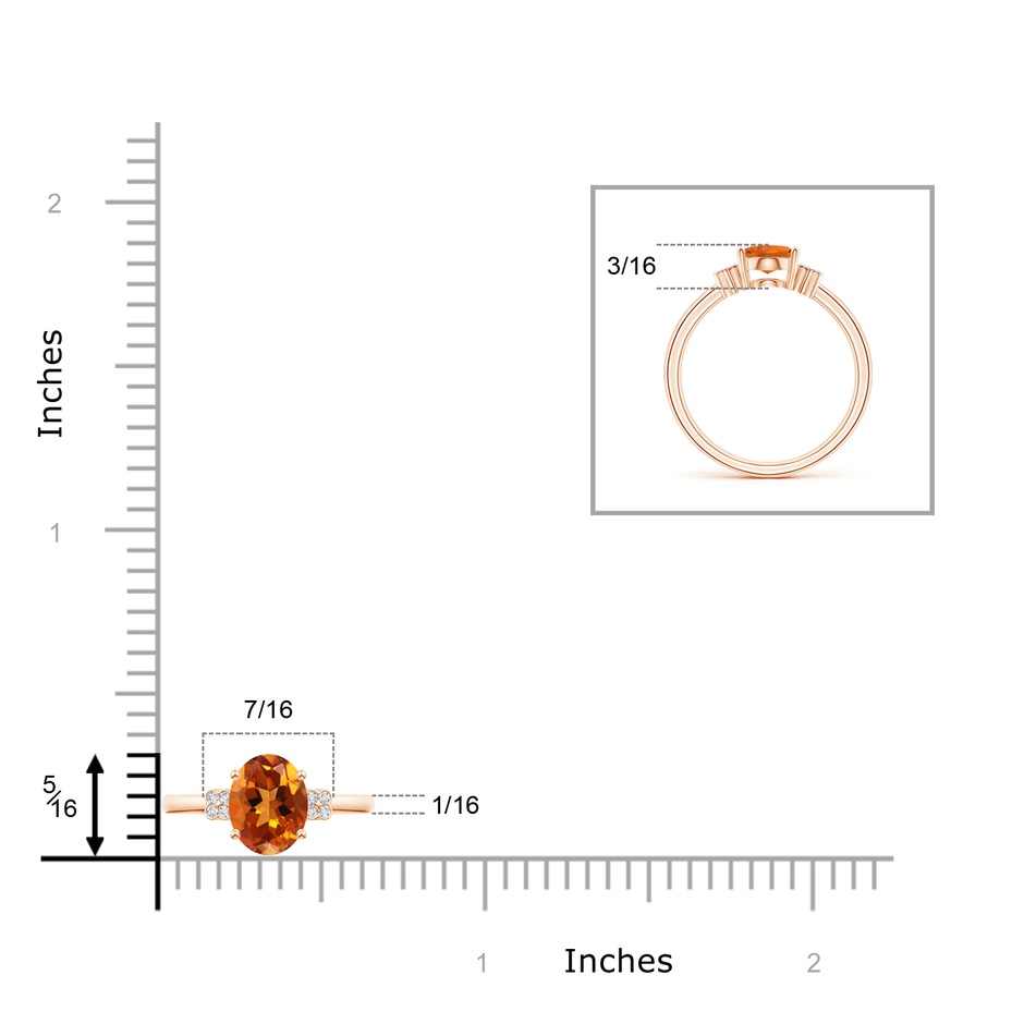 8x6mm AAAA Solitaire Oval Citrine Ring with Diamond Floral Accent in 9K Rose Gold product image
